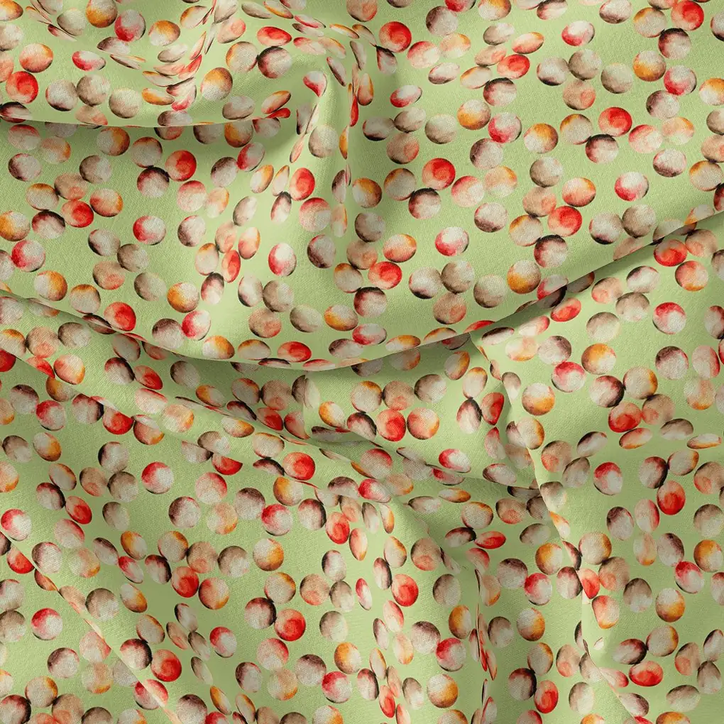 Pista Green Polka Dot Printed Pure Georgette Fabric Material - Image 4