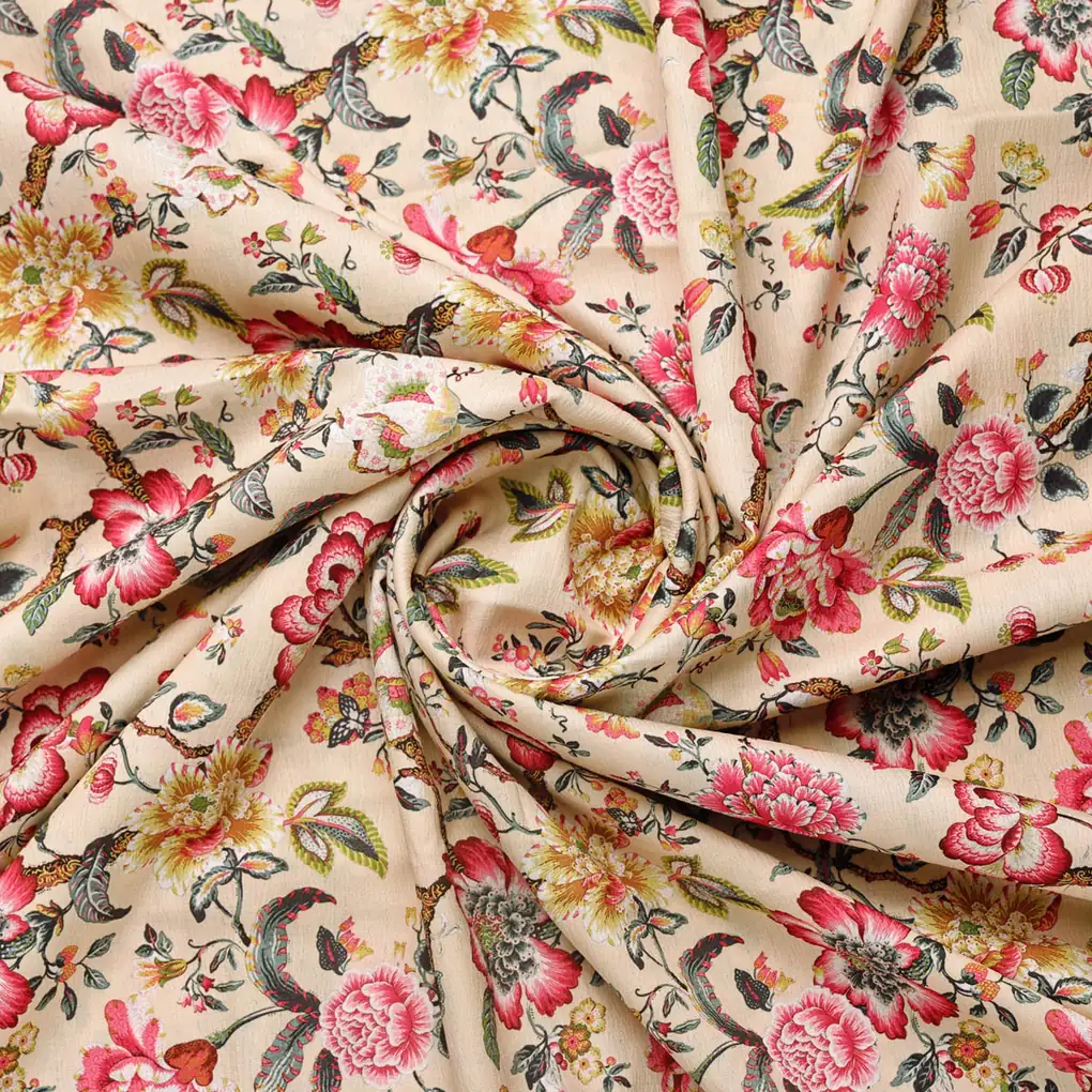 Premium Chinoiserie Floral Printed Polyester Fabric - Image 2