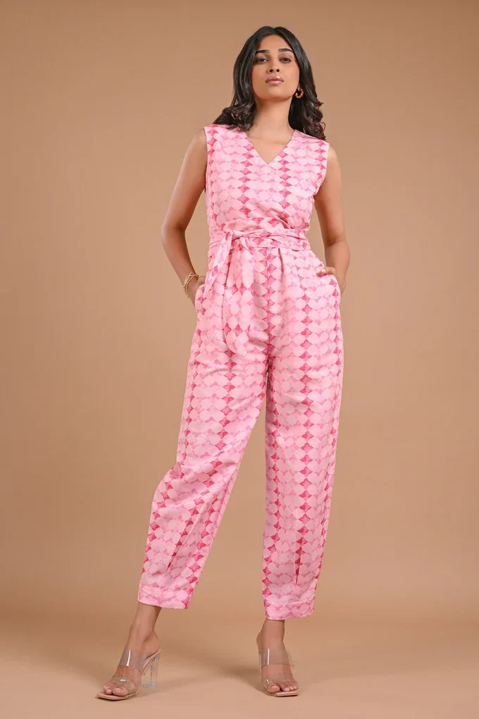 Printed Pink Jumpsuit - Image 3