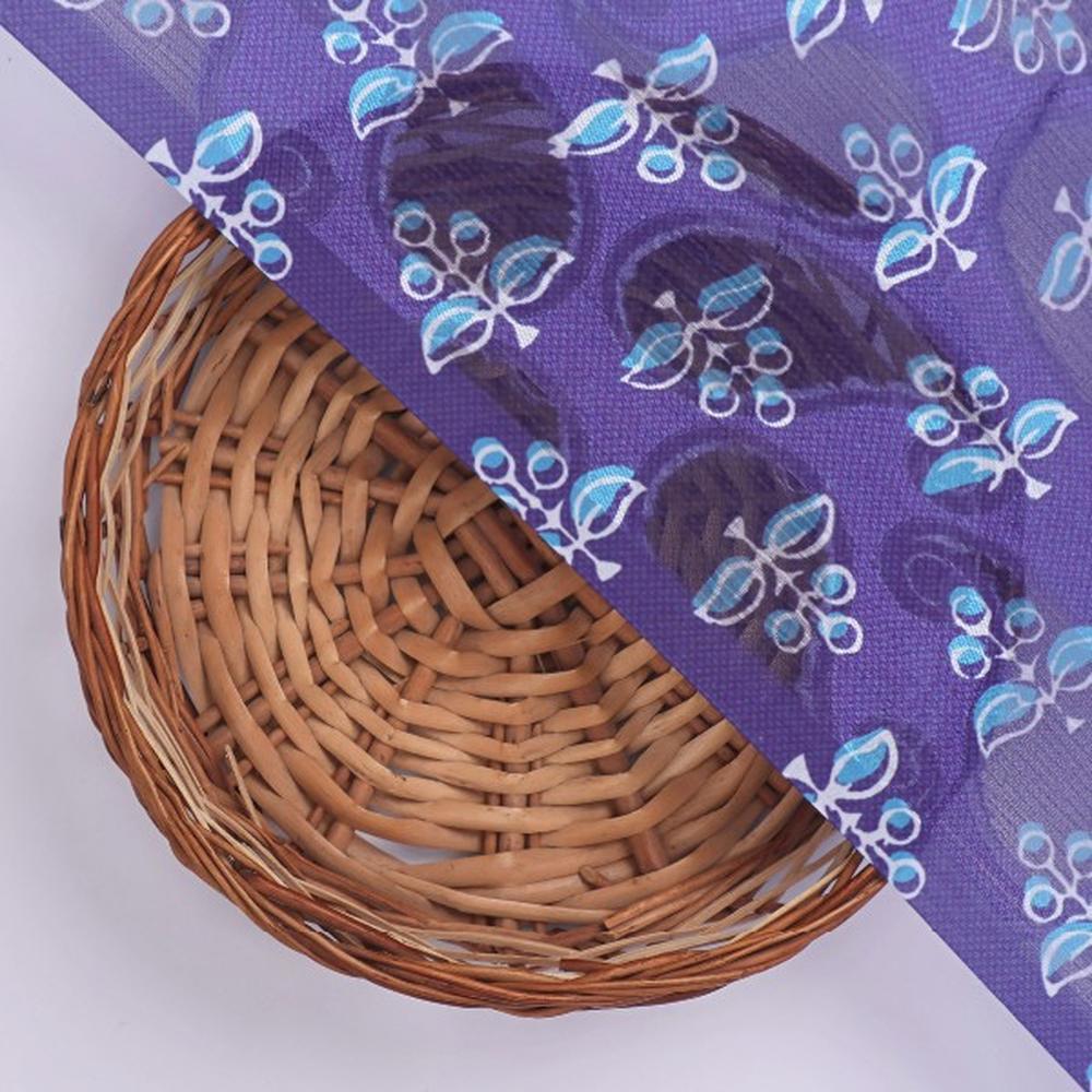 Purple Brasso Fabric with Ditsy Blue Botanical Print - Image 3