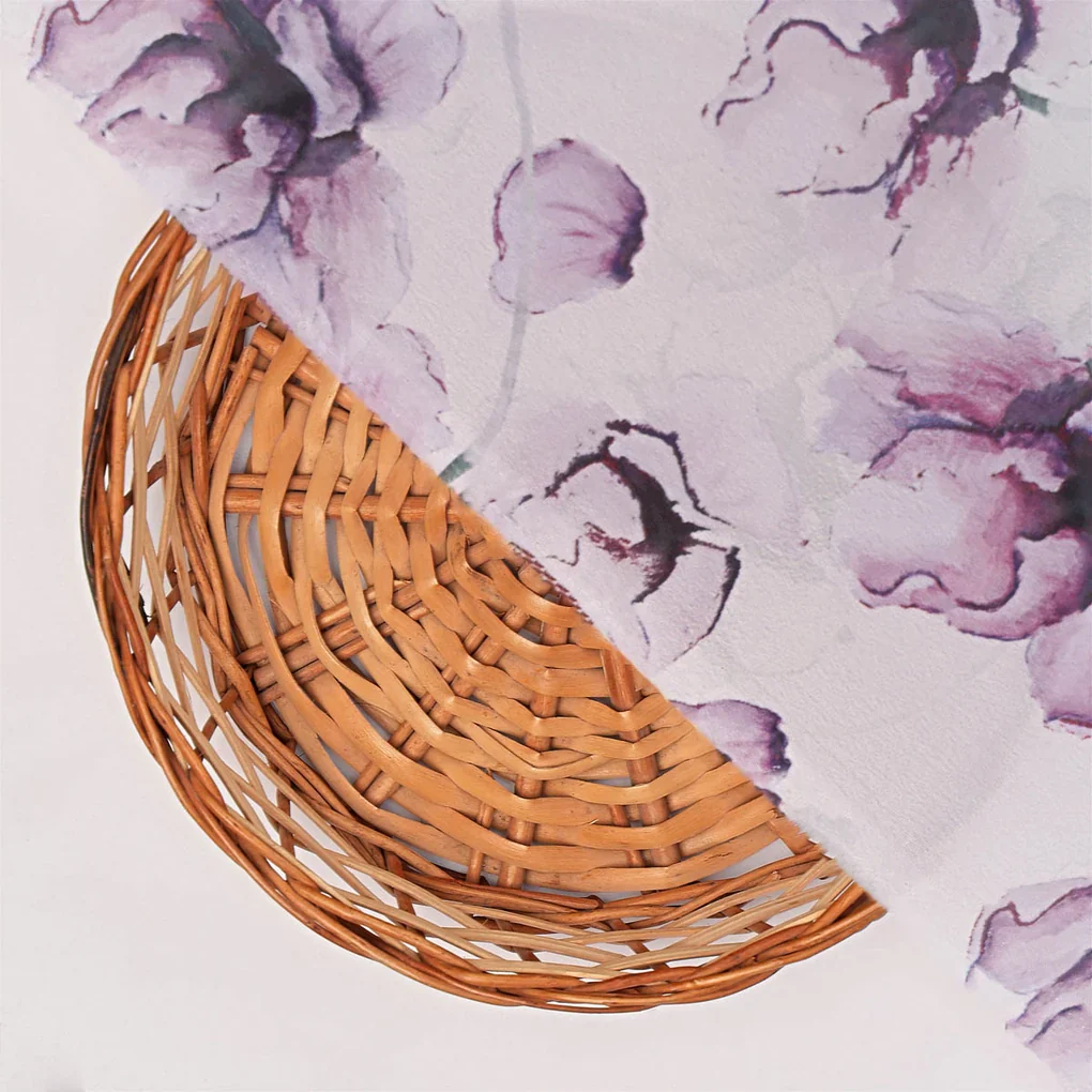 Purple Watercolor Floral French Crepe - Image 3