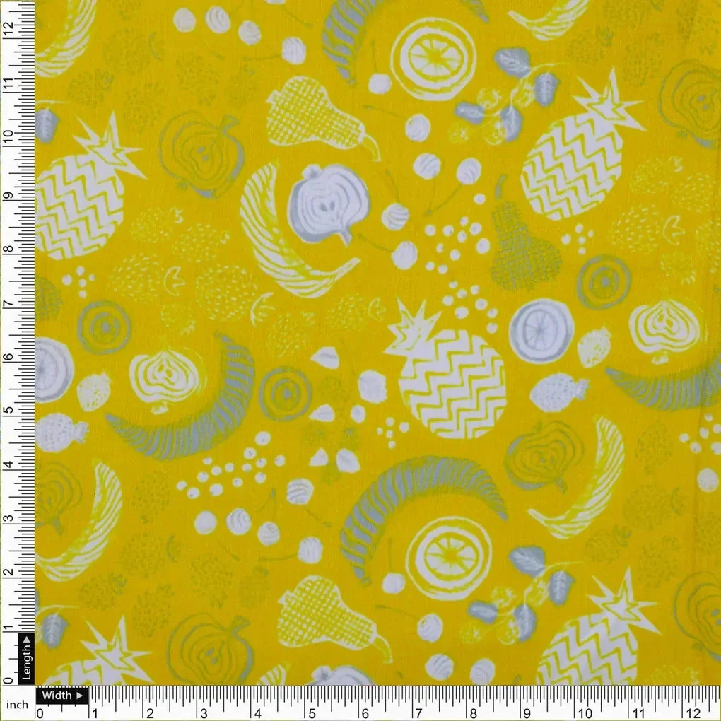 Quirky Fruits and Shapes Printed Muslin Fabric - Image 4