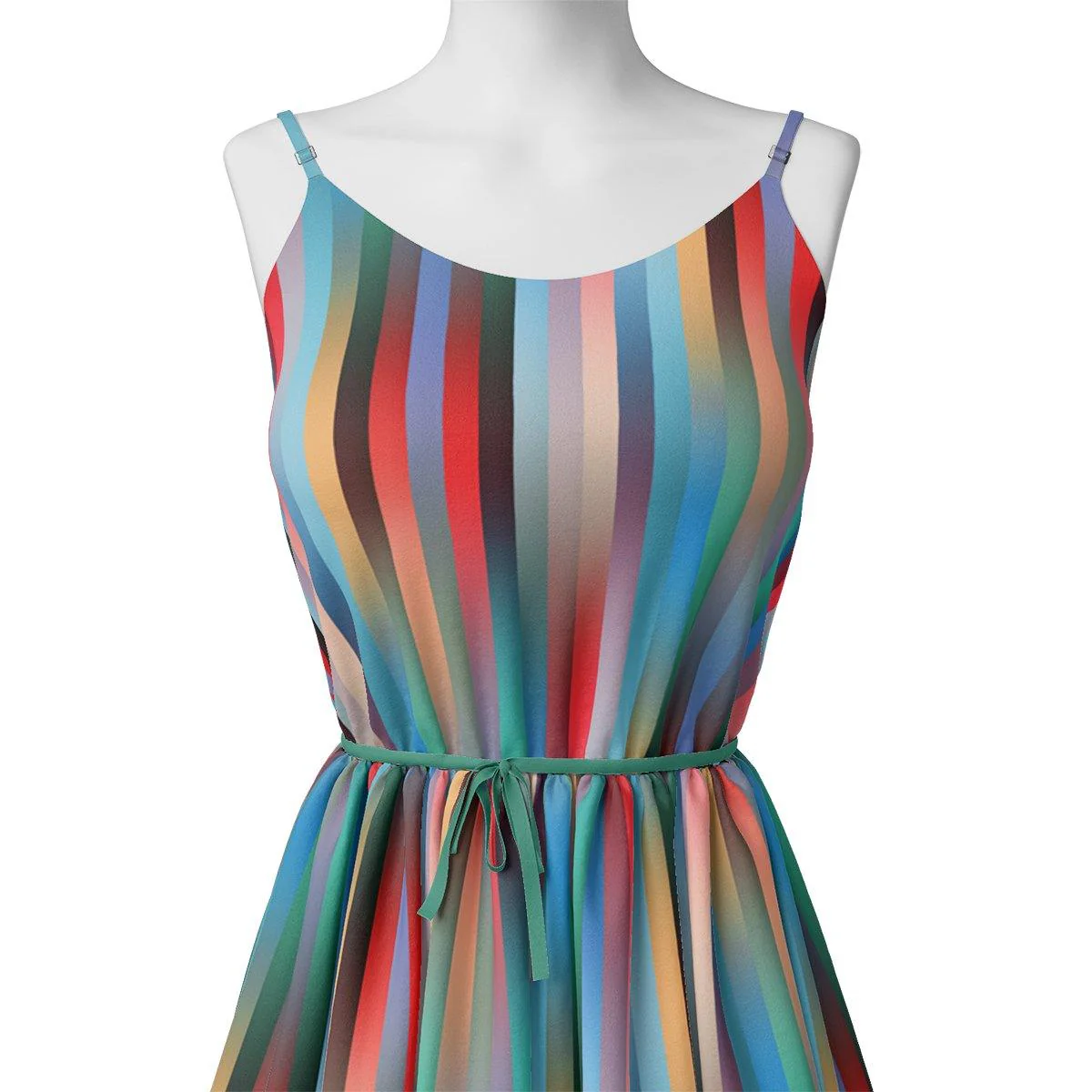 Rainbow Blurry Serpentine Strips Digital Printed Fabric - Image 2