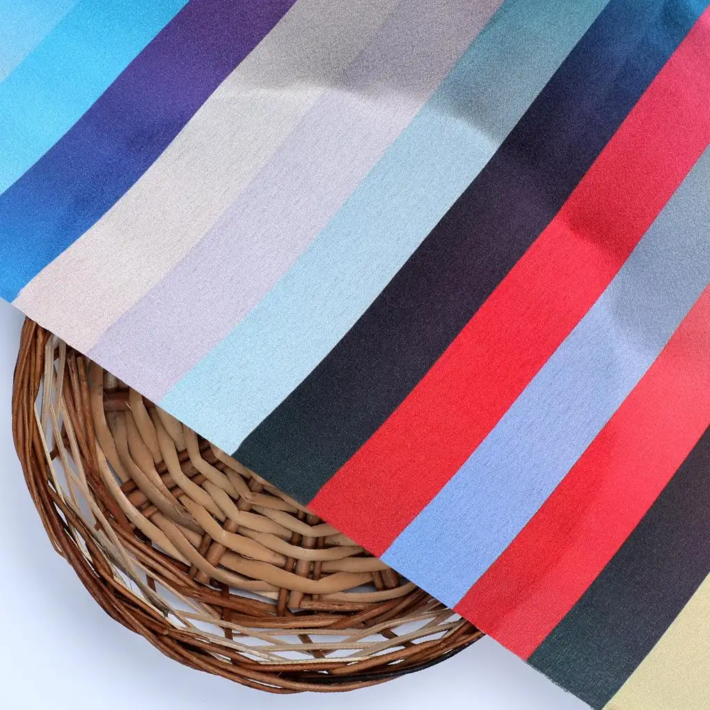 Rainbow Blurry Serpentine Strips Digital Printed Fabric - Japan Satin - Image 2