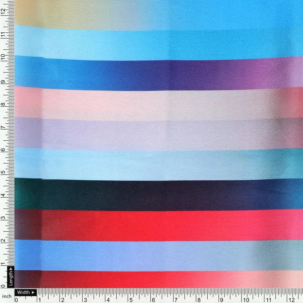 Rainbow Blurry Serpentine Strips Digital Printed Fabric - Japan Satin - Image 4