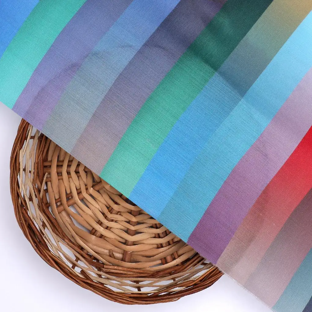 Rainbow Blurry Serpentine Strips Digital Printed Fabric - Kora Silk - Image 2