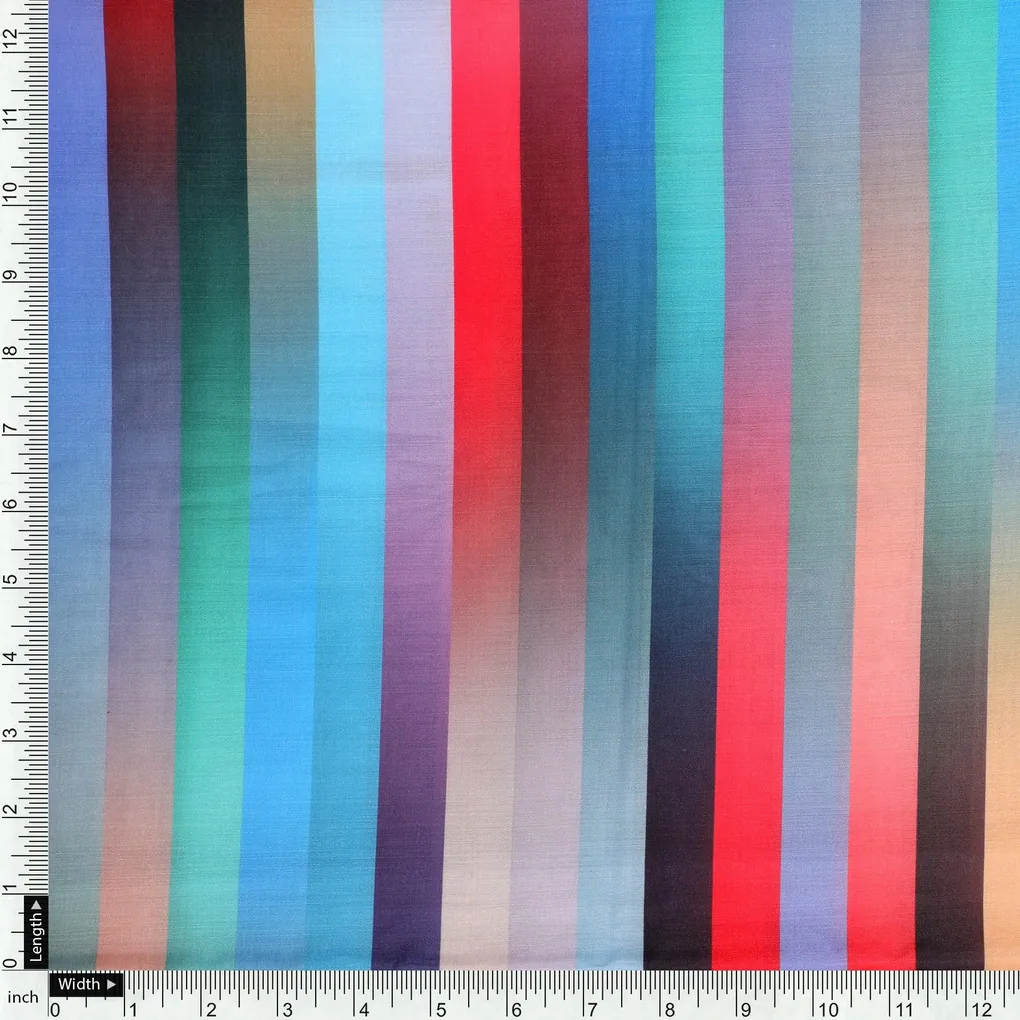 Rainbow Blurry Serpentine Strips Digital Printed Fabric - Kora Silk - Image 4