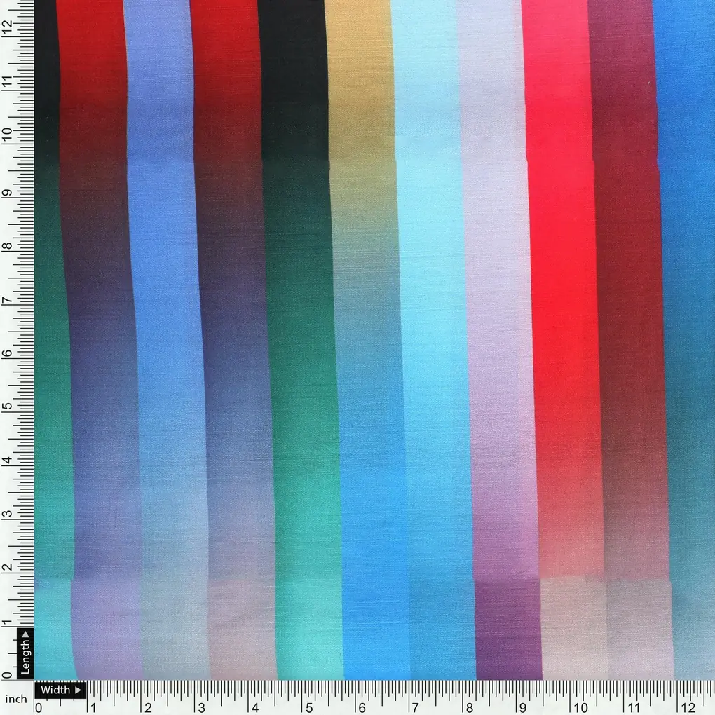 Rainbow Blurry Serpentine Strips Digital Printed Fabric - Muslin - Image 4