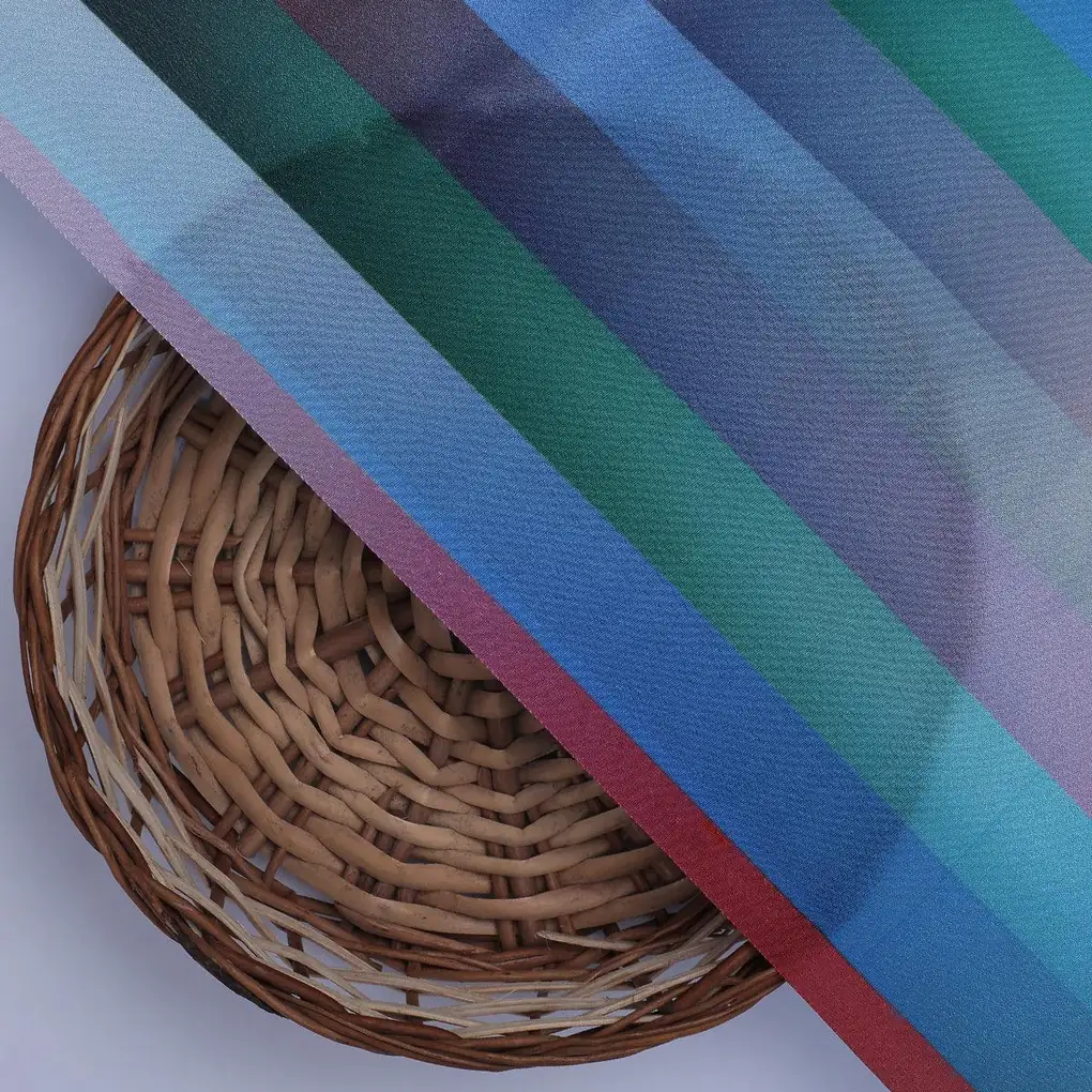 Rainbow Blurry Serpentine Strips Digital Printed Fabric - Crepe - Image 2