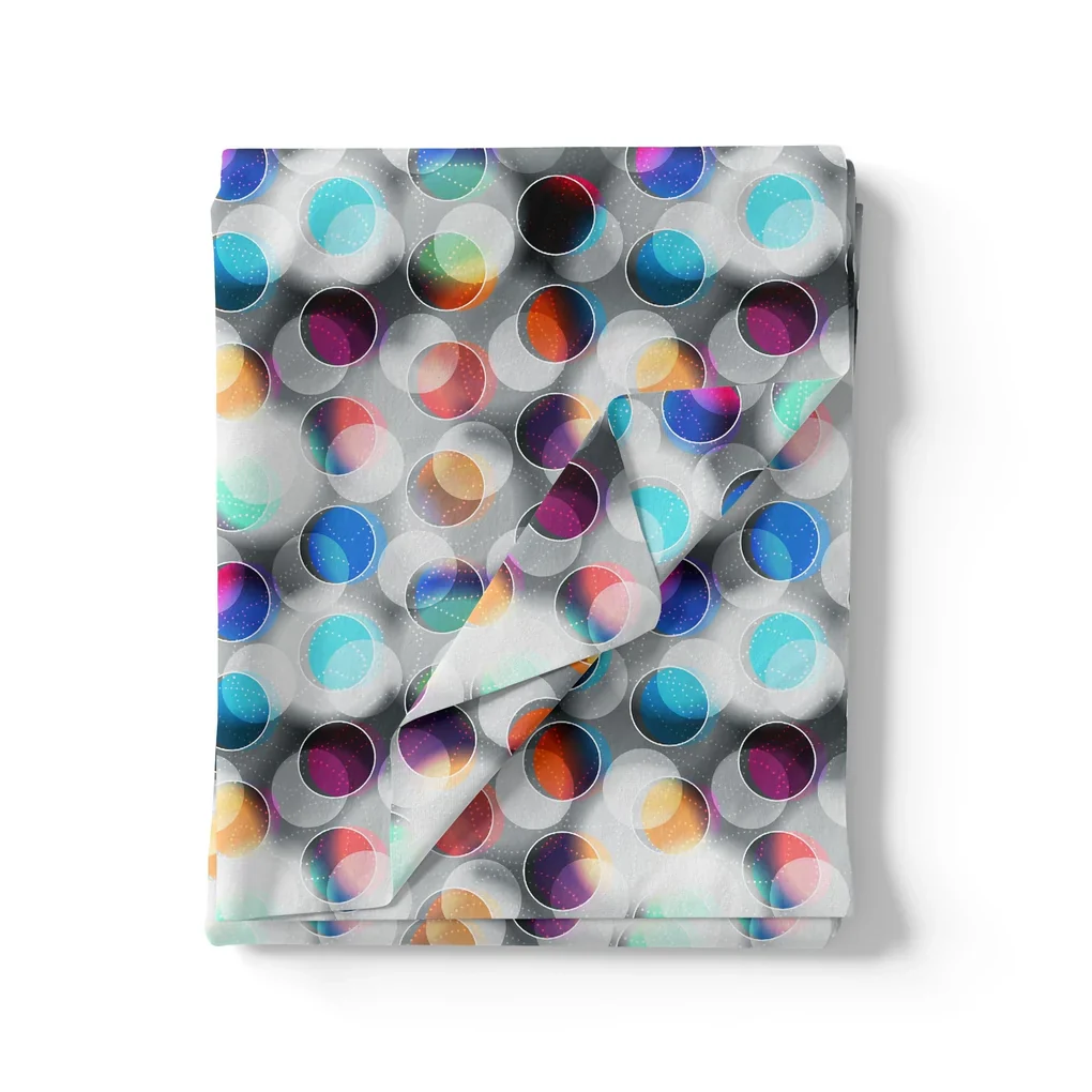 Rainbow Circle With Doted Line Bar Digital Printed Fabric - Image 3