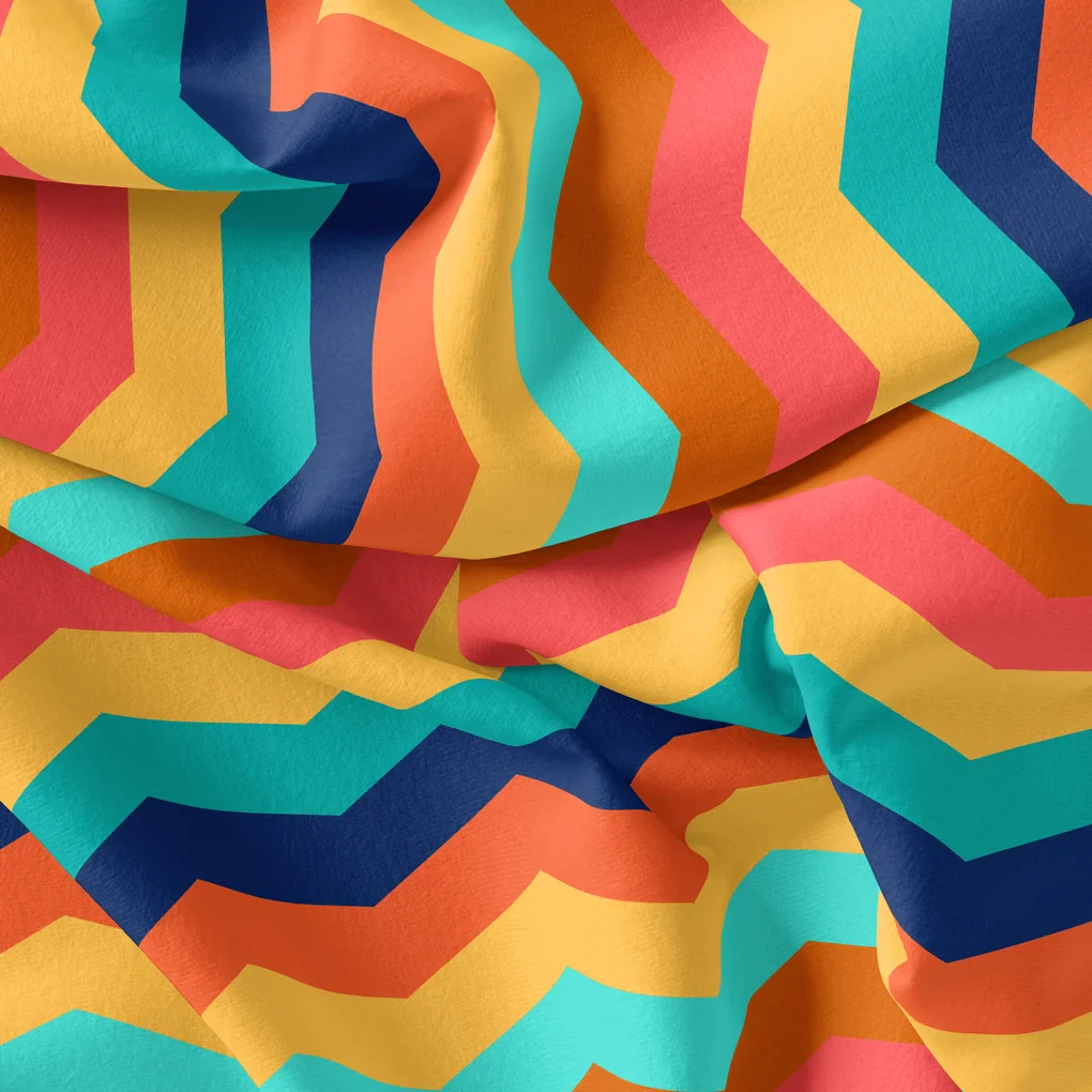 Rainbow Colour Strips Zigzag Digital Printed Fabric - Image 4