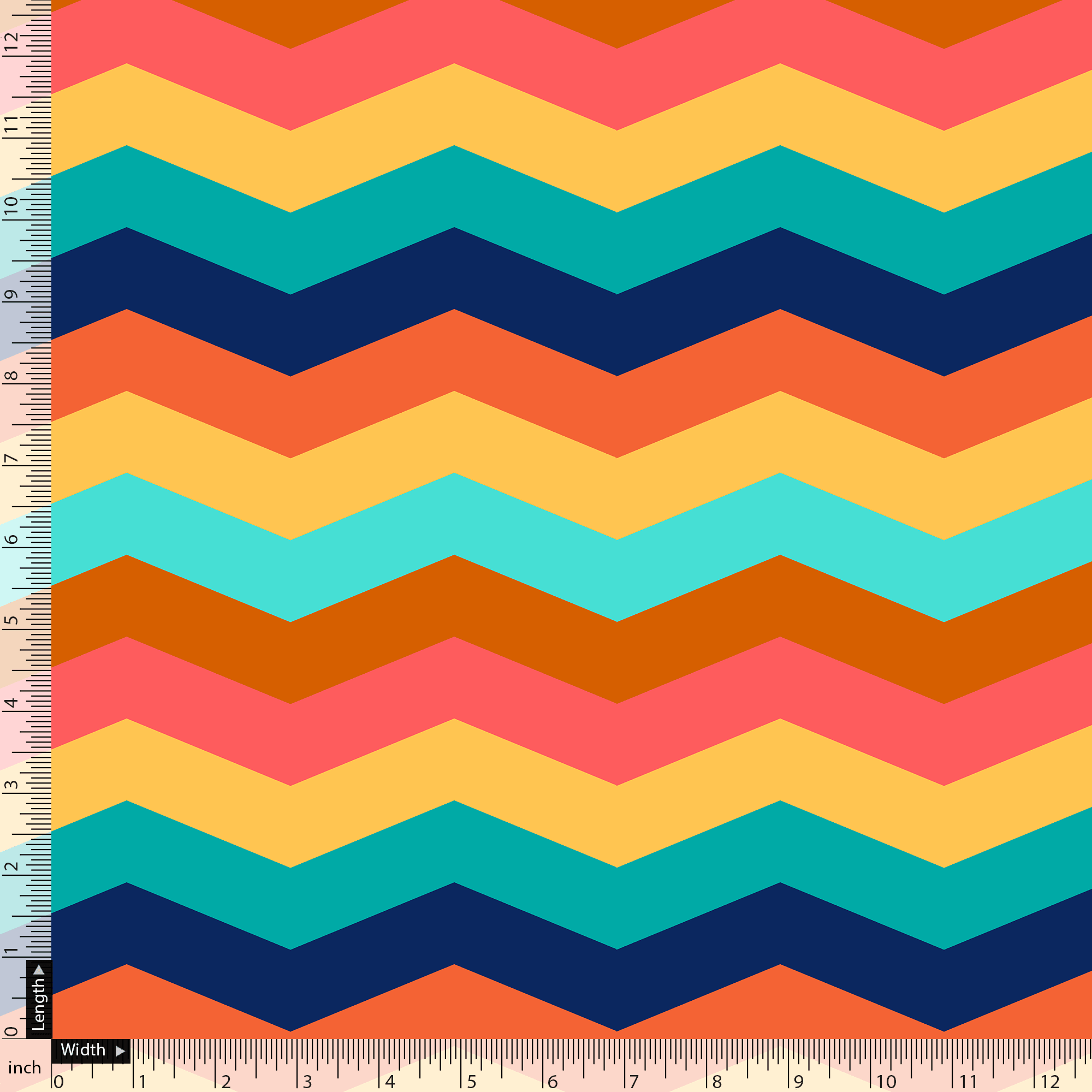 Rainbow Colour Strips Zigzag Digital Printed Fabric - Pure Georgette - Image 5