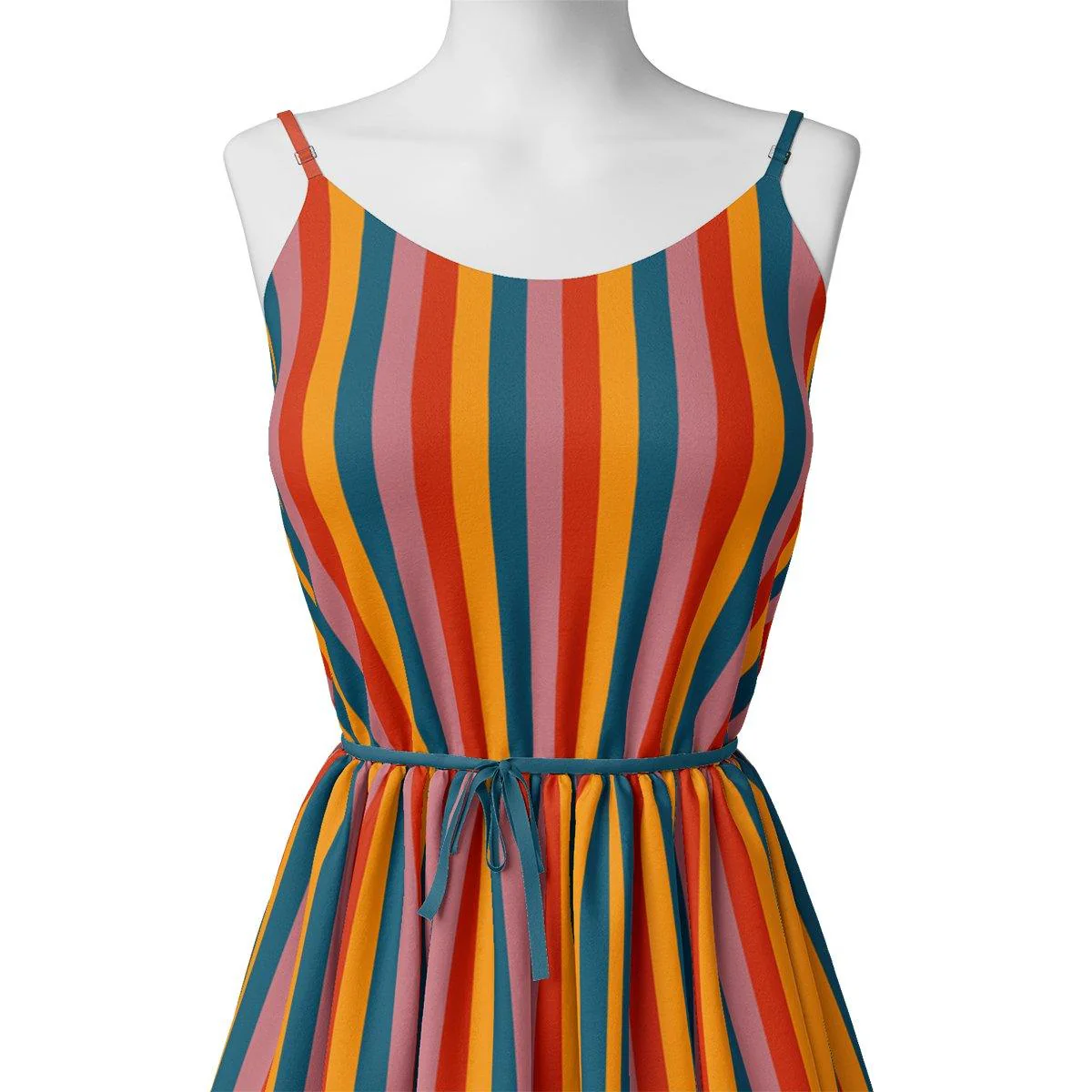 Rainbow Colourful Breton Stripes Digital Printed Fabric - Image 2