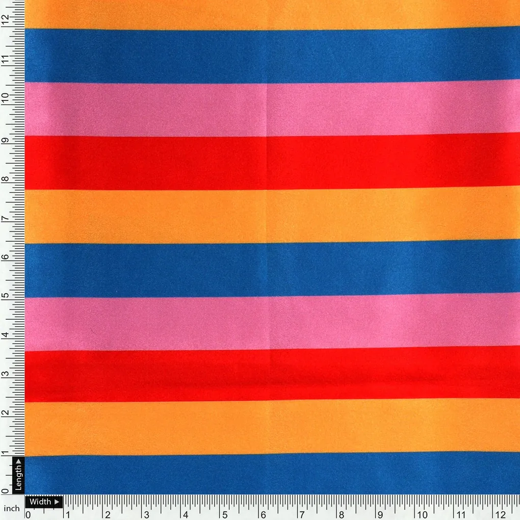 Rainbow Colourful Breton Stripes Digital Printed Fabric - Japan Satin - Image 4