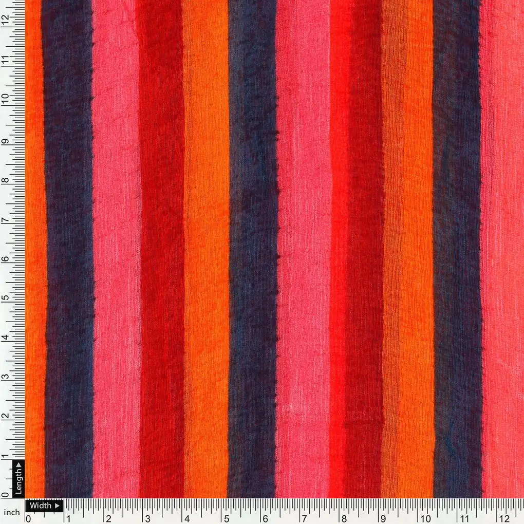 Rainbow Colourful Breton Stripes Digital Printed Fabric - Pure Chiffon - Image 4