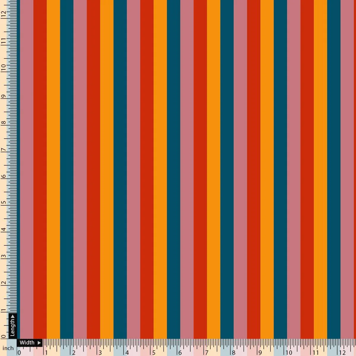 Rainbow Colourful Breton Stripes Digital Printed Fabric - Pure Georgette - Image 4