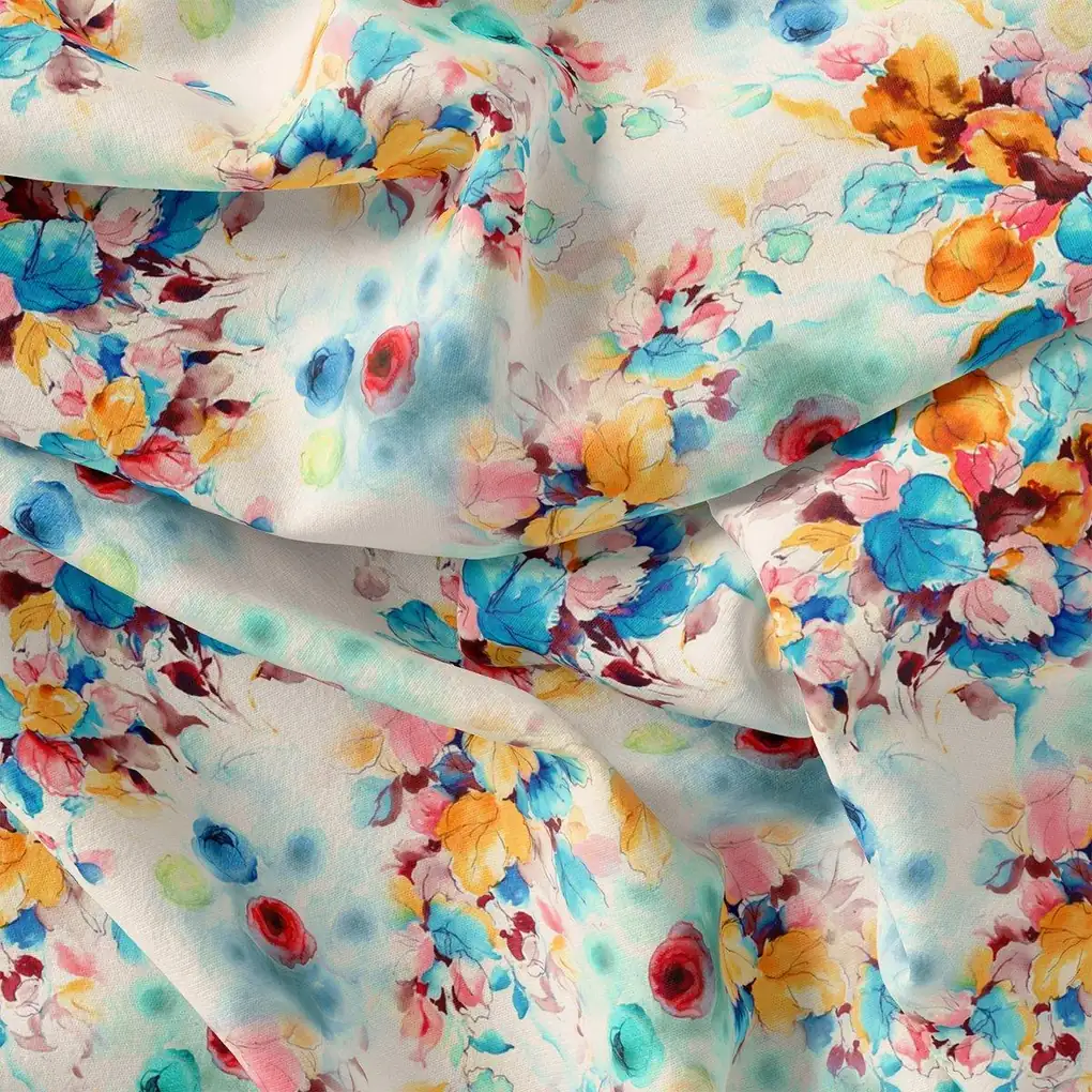 Rainbow Colourful Tulip Roses Digital Printed Fabric - Image 3