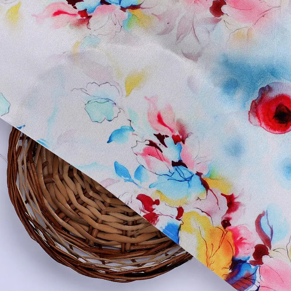 Rainbow Colourful Tulip Roses Digital Printed Fabric - Japan Satin - Image 2