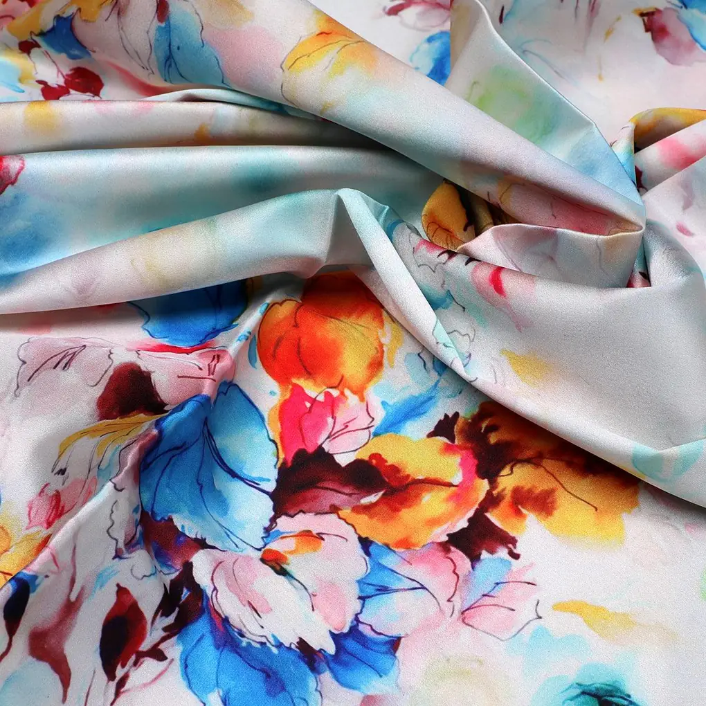 Rainbow Colourful Tulip Roses Digital Printed Fabric - Japan Satin - Image 3