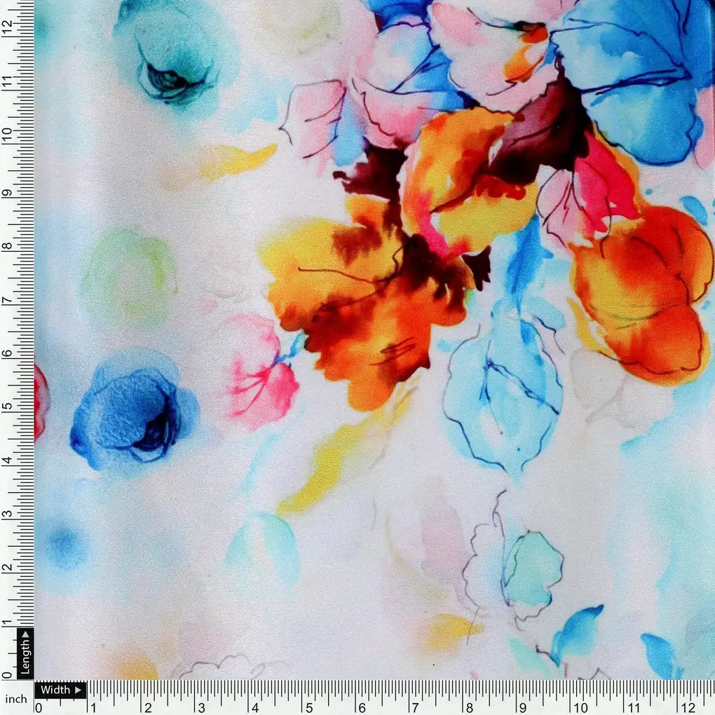 Rainbow Colourful Tulip Roses Digital Printed Fabric - Japan Satin - Image 4