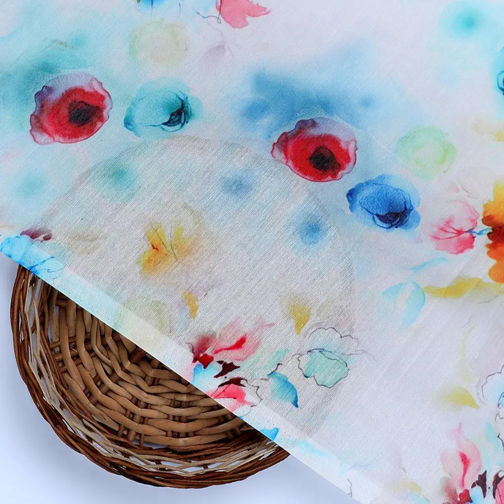 Rainbow Colourful Tulip Roses Digital Printed Fabric - Muslin - Image 2