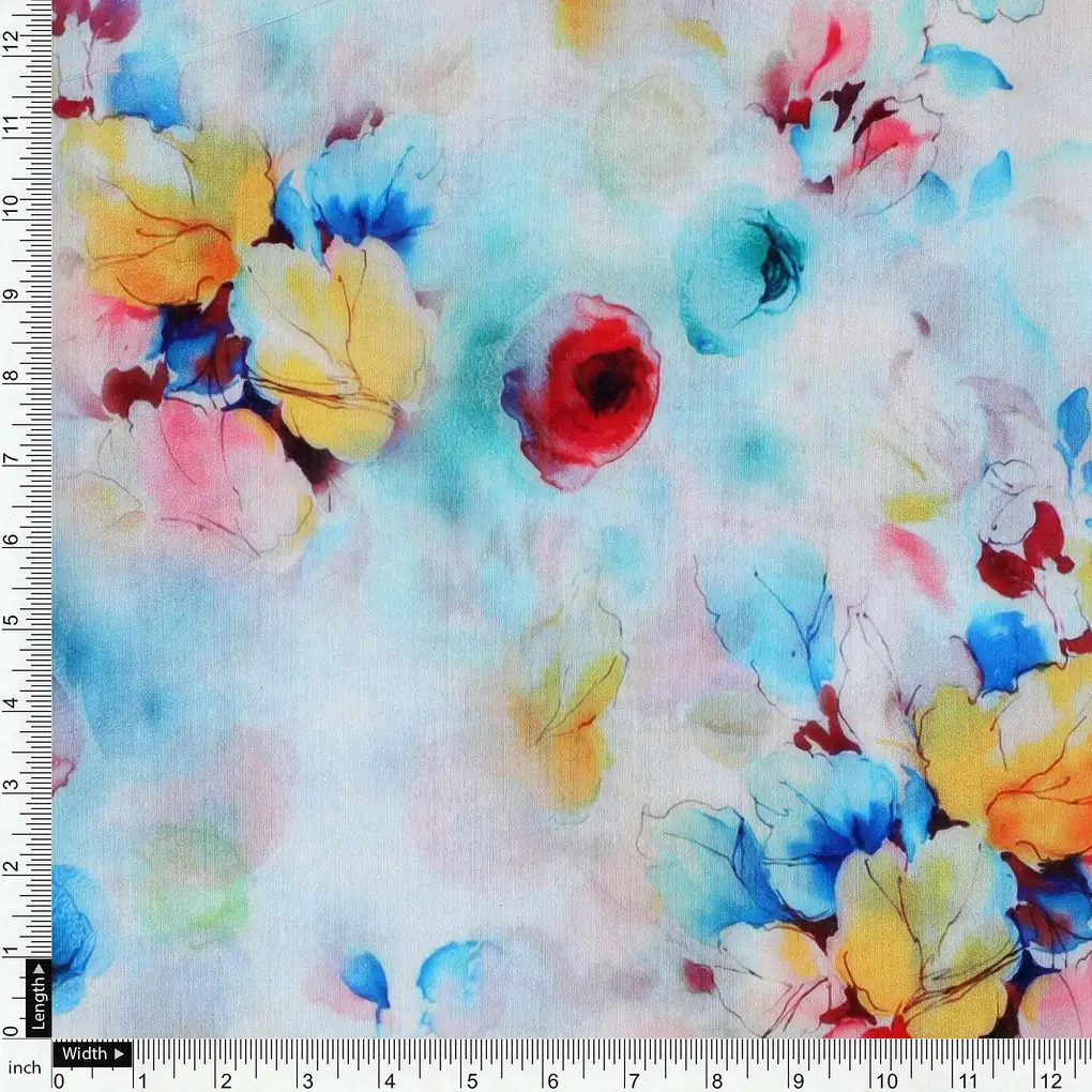 Rainbow Colourful Tulip Roses Digital Printed Fabric - Muslin - Image 4