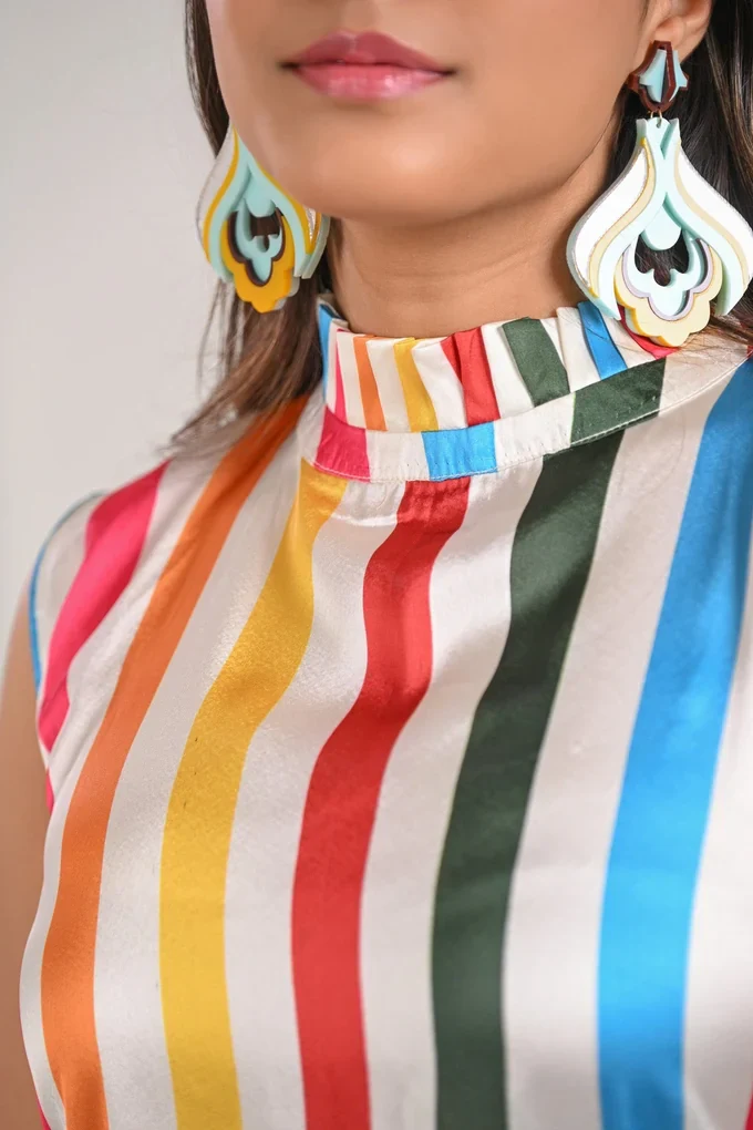Rainbow Striped Maxi Dress - Image 2