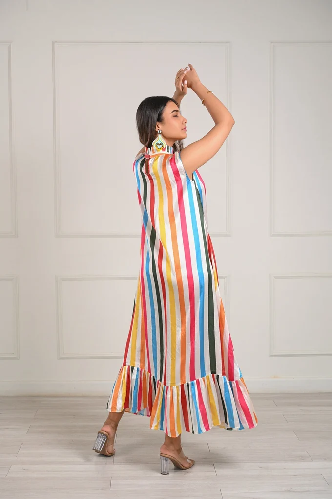 Rainbow Striped Maxi Dress - Image 4