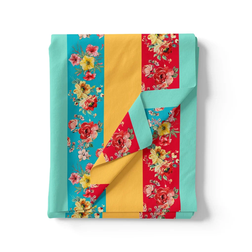 Rainbow Strips With Colourful Flower Digital Printed Fabric - Image 3