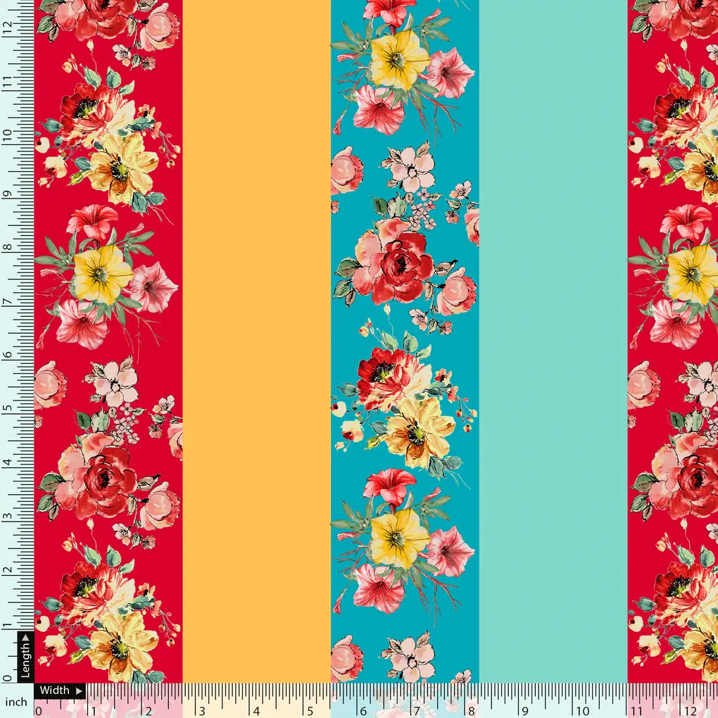 Rainbow Strips With Colourful Flower Digital Printed Fabric - Image 5