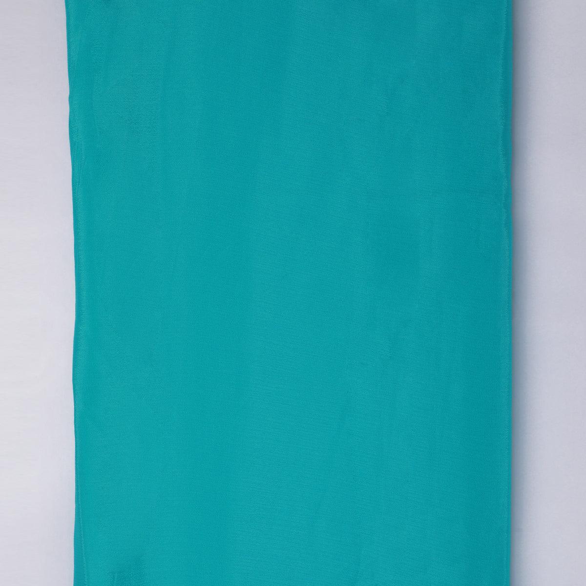 Rama Blue Colour Pure Chinon Plain Dyed Fabric - Image 4