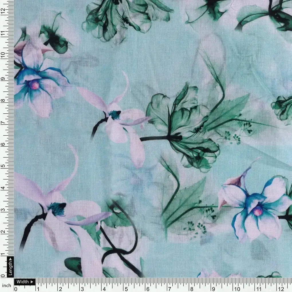 Rama Floral Digital Printed Fabric - Image 4