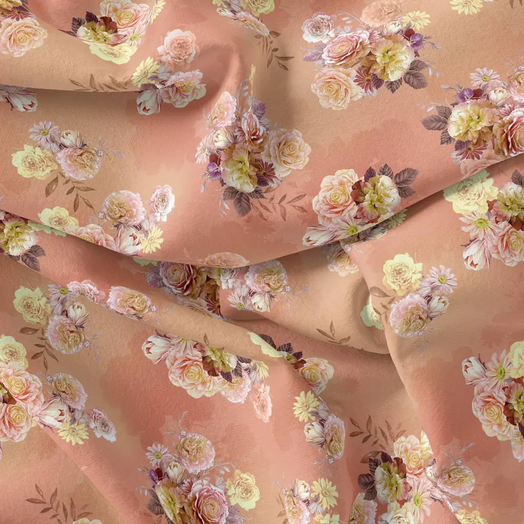 Realistic Flower Bunch Digital Printed Fabric - Image 3