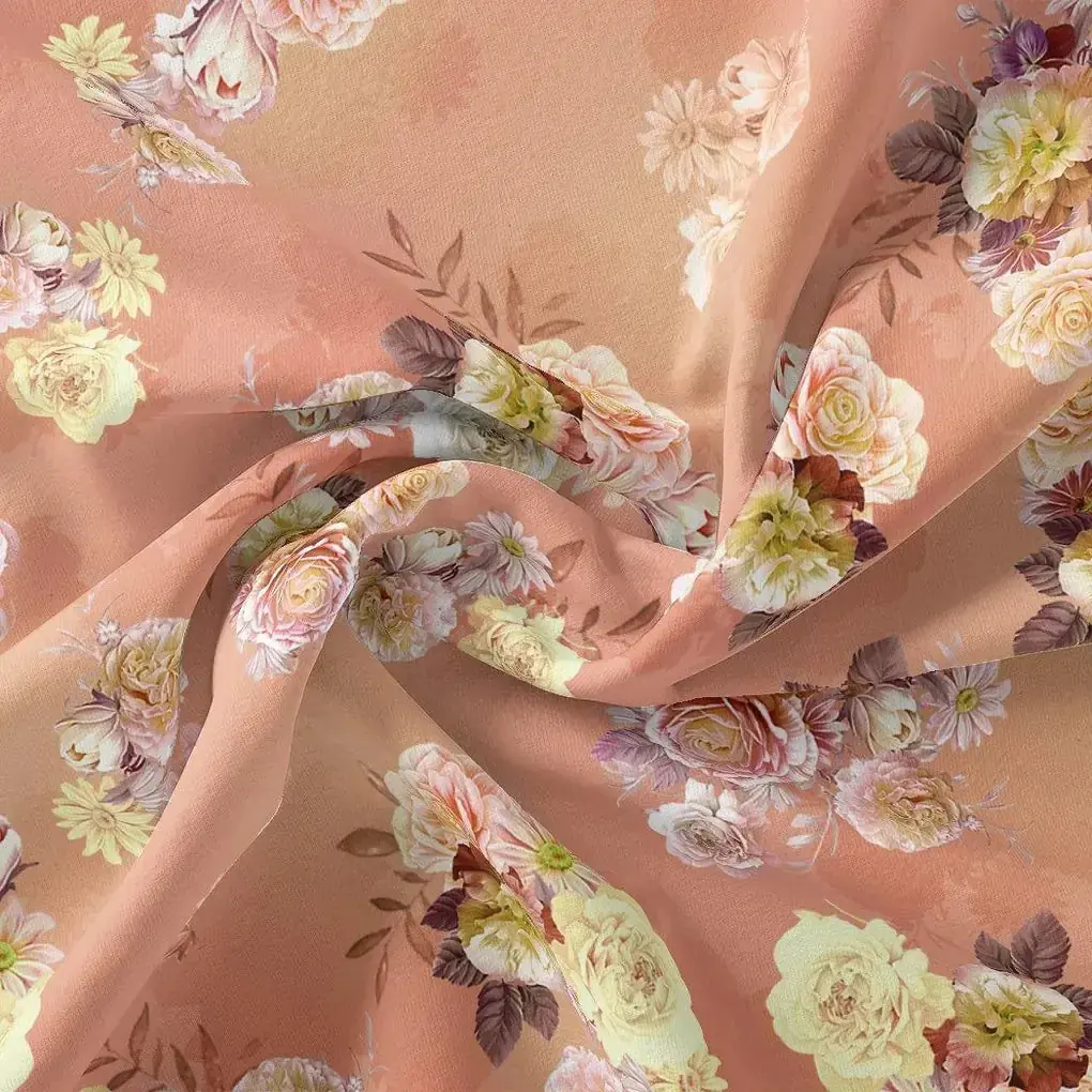 Realistic Flower Bunch Digital Printed Fabric - Japan Satin - Image 3