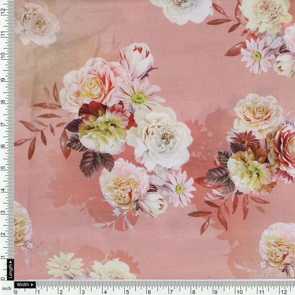 Realistic Flower Bunch Digital Printed Fabric - Muslin - Image 4