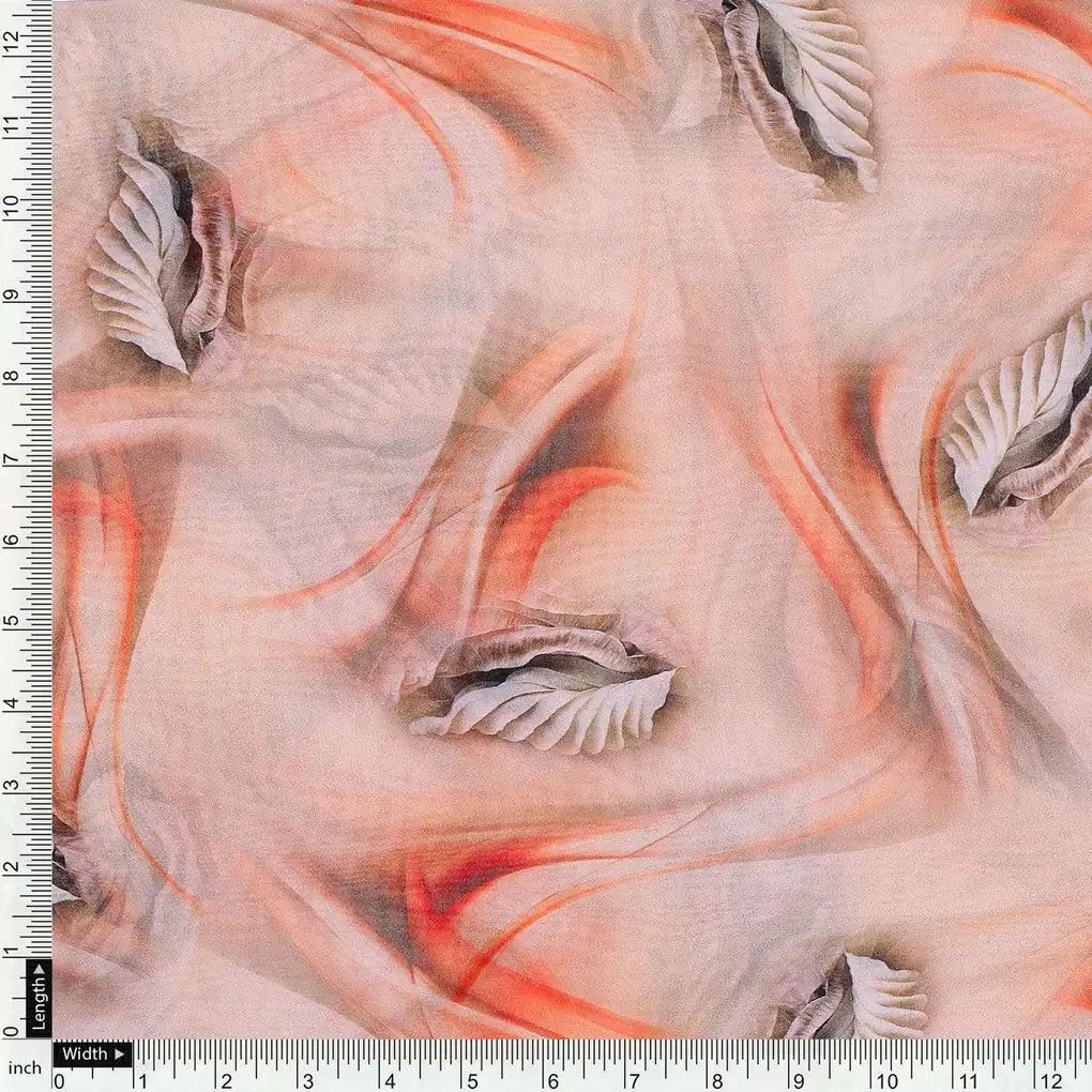 Red Abstract Printed Pure Georgette Fabric - Image 4