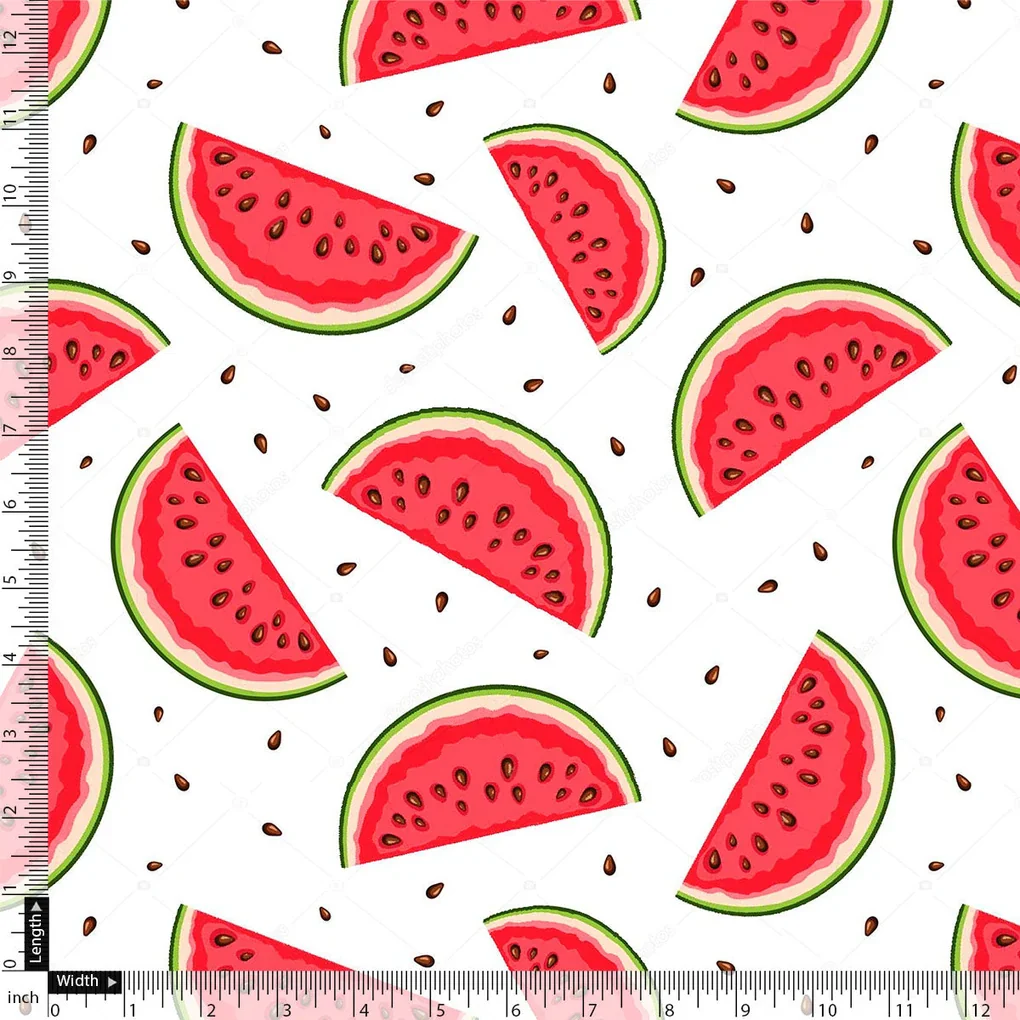 Red and White Watermelon Print Muslin Fabric for Kids - Image 3