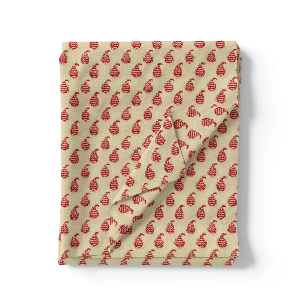 Cream Autumnal Pure Cotton Printed Fabric Material - Image 3