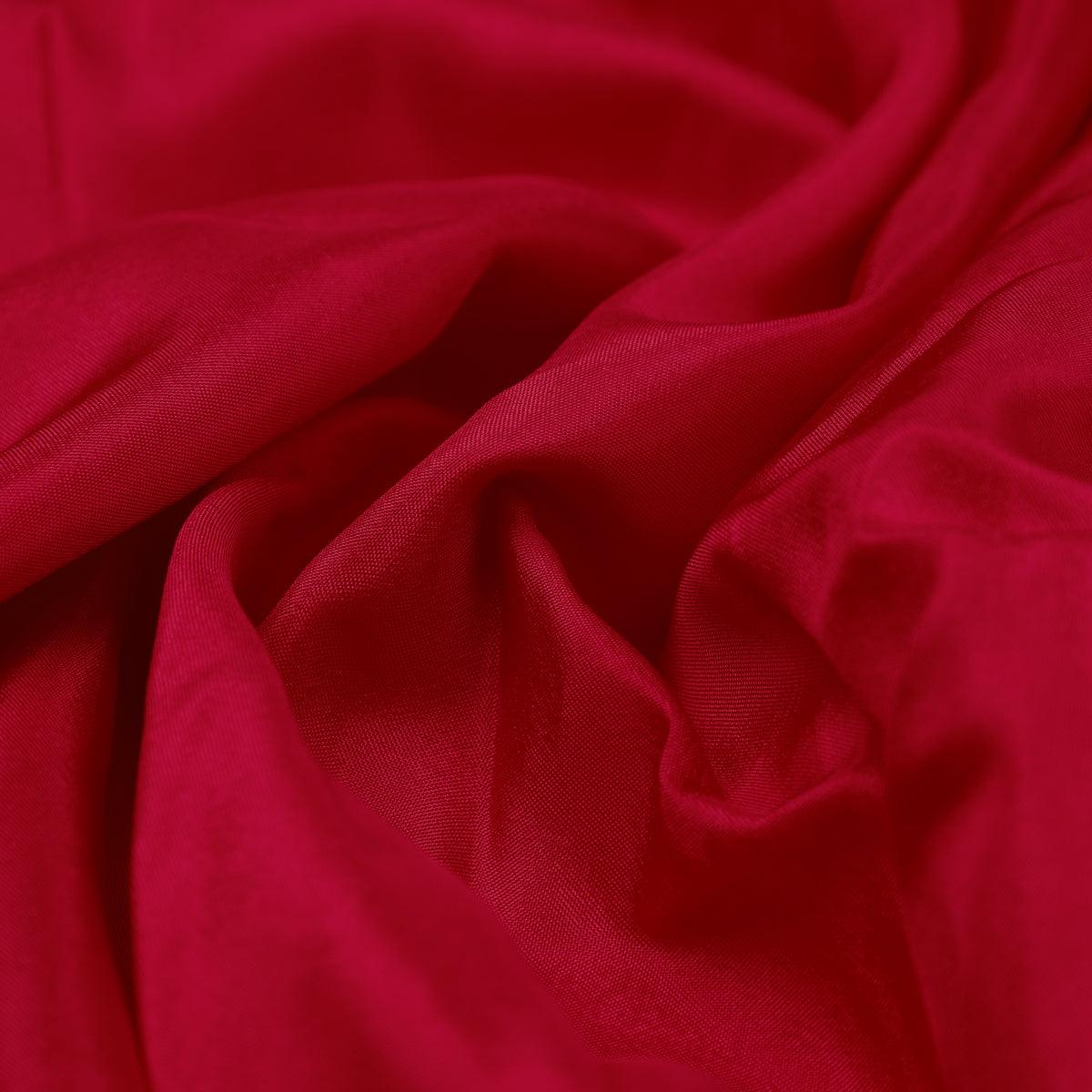 Red Colour Upada Silk Plain Dyed Fabric - Image 3