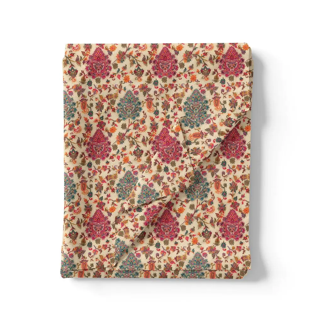 Red Damask Pashmina Printed Fabric - Image 3