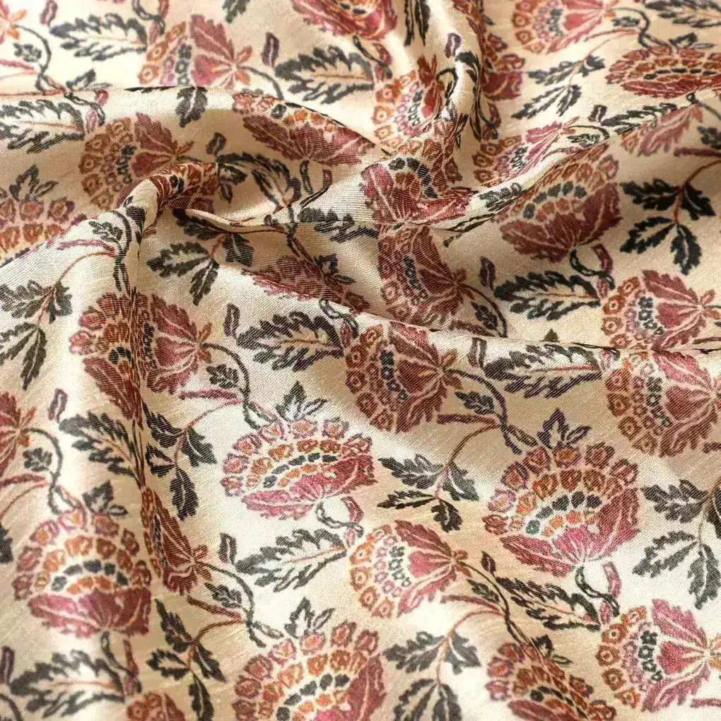 Red Floral Dabu Digital Printed Fabrics - Image 3