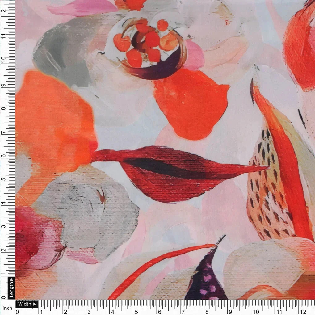 Red Floral French Crepe Fabric - Image 4