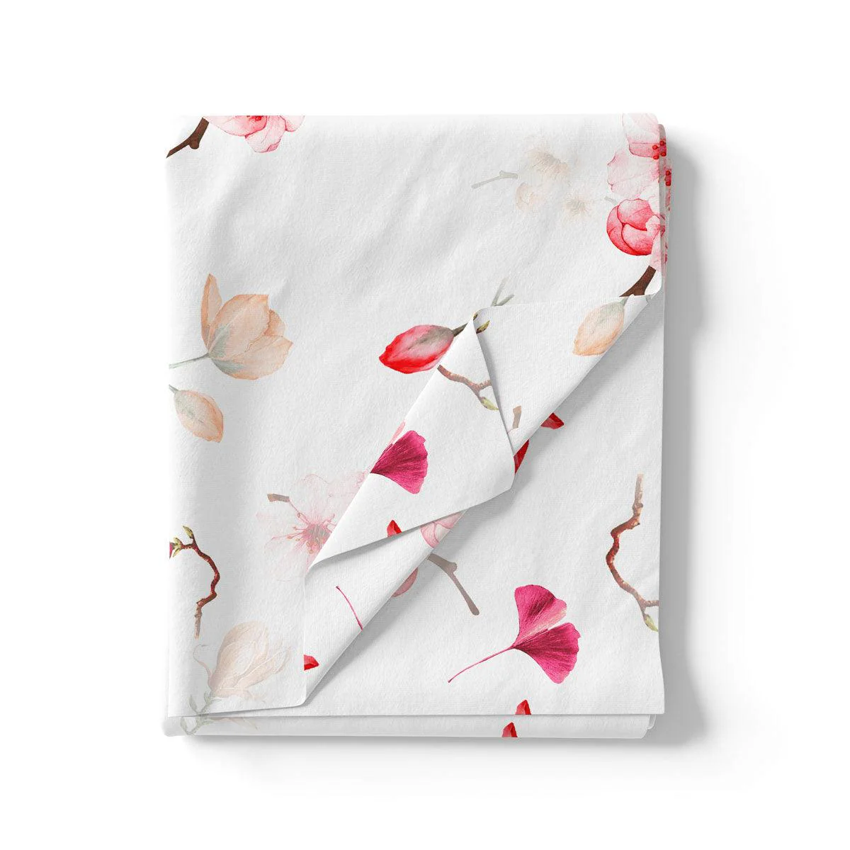 Red Floral Printed Pure Cotton Fabric Material - Image 3