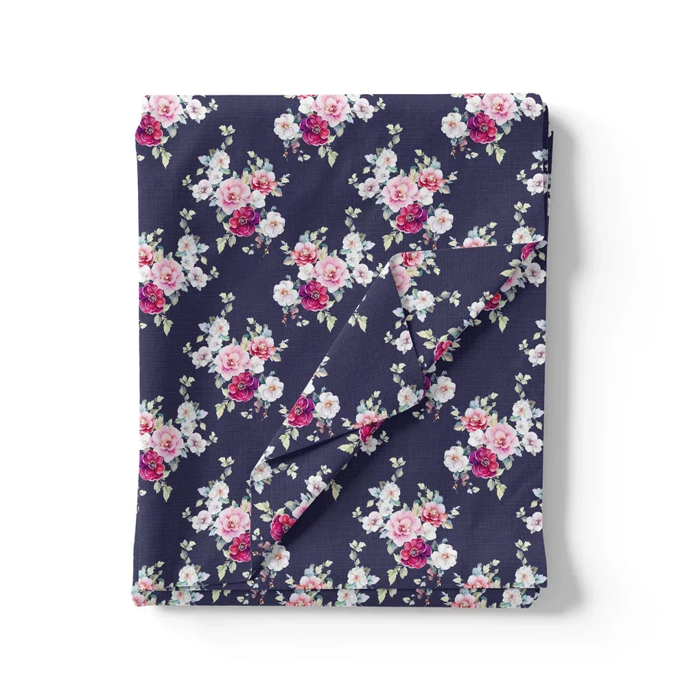 Red Flower Pure Cotton Printed Fabric Material - Image 3