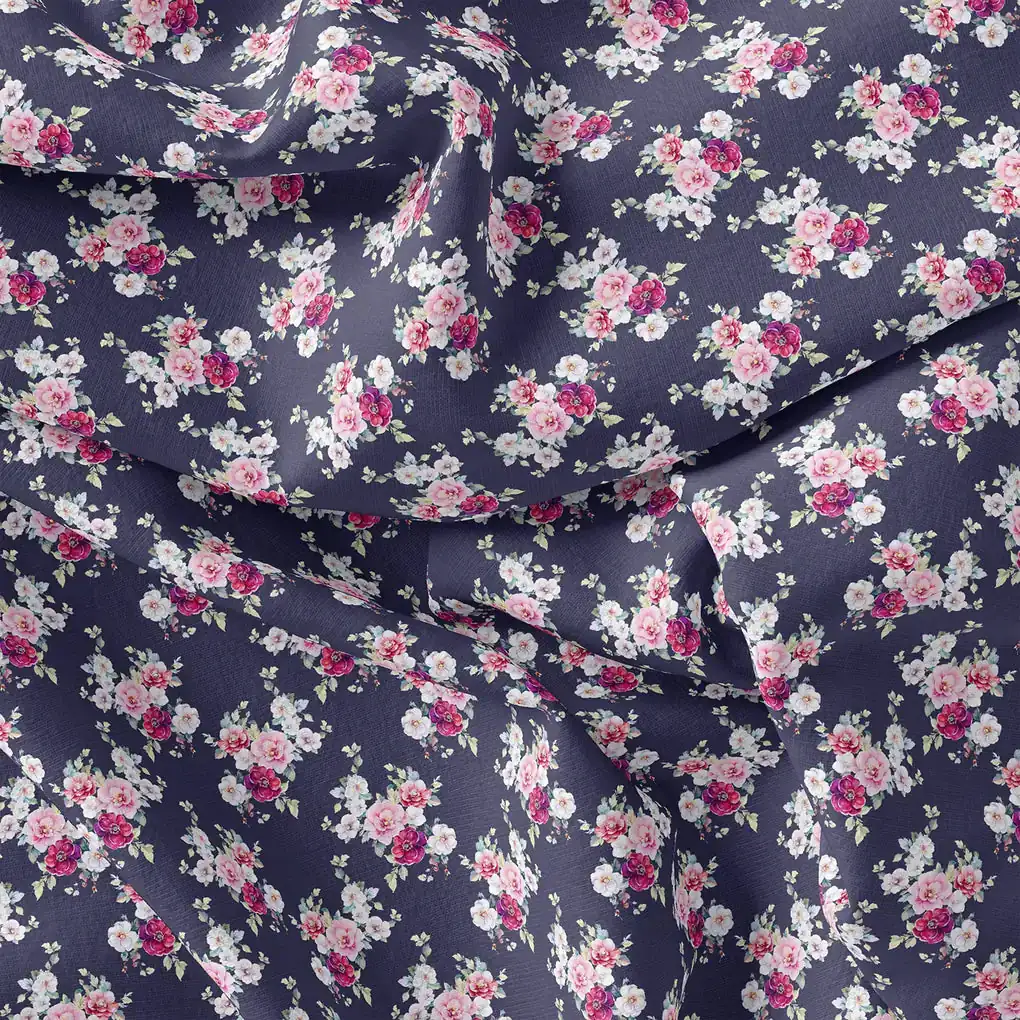 Red Flower Pure Cotton Printed Fabric Material - Image 4