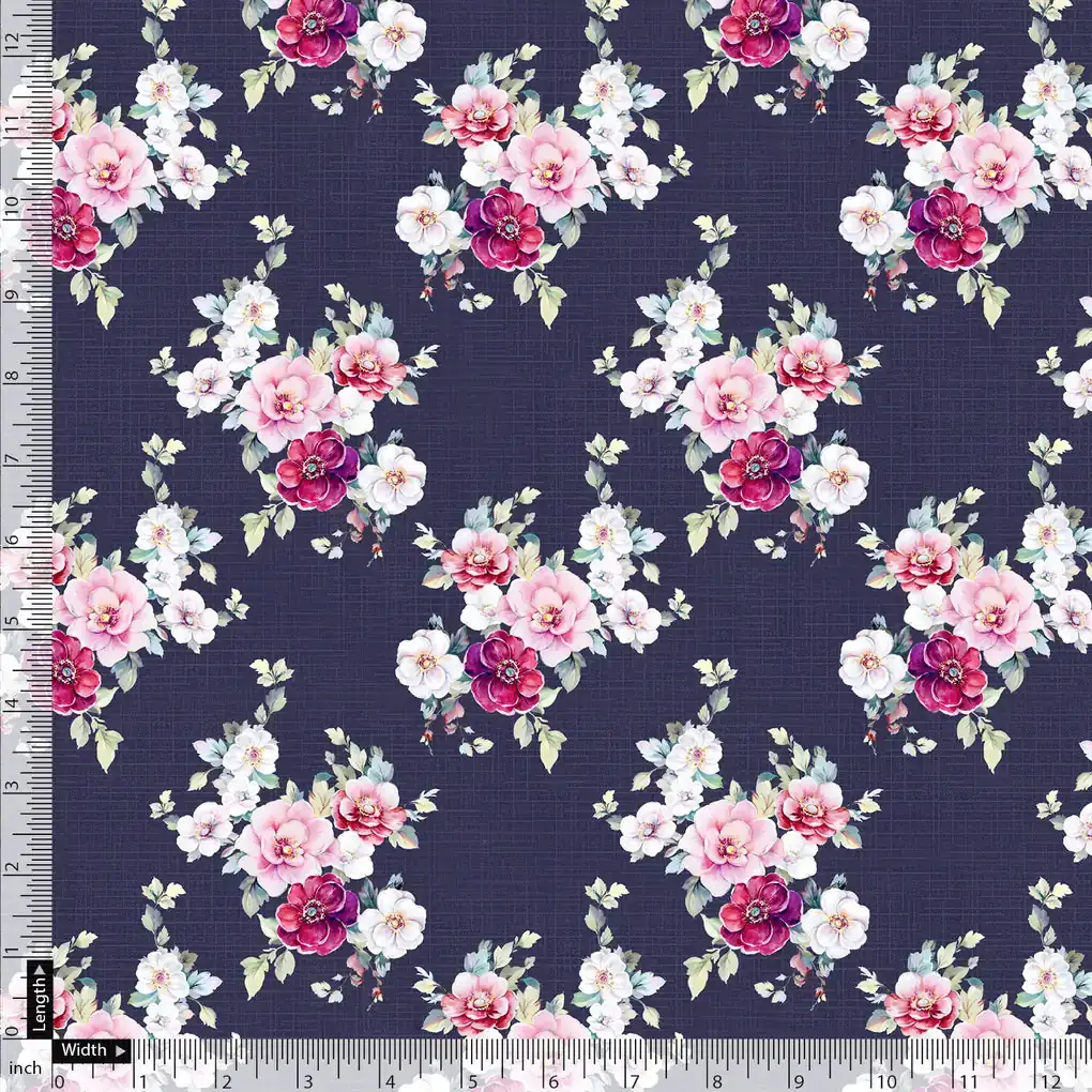 Red Flower Pure Cotton Printed Fabric Material - Image 5