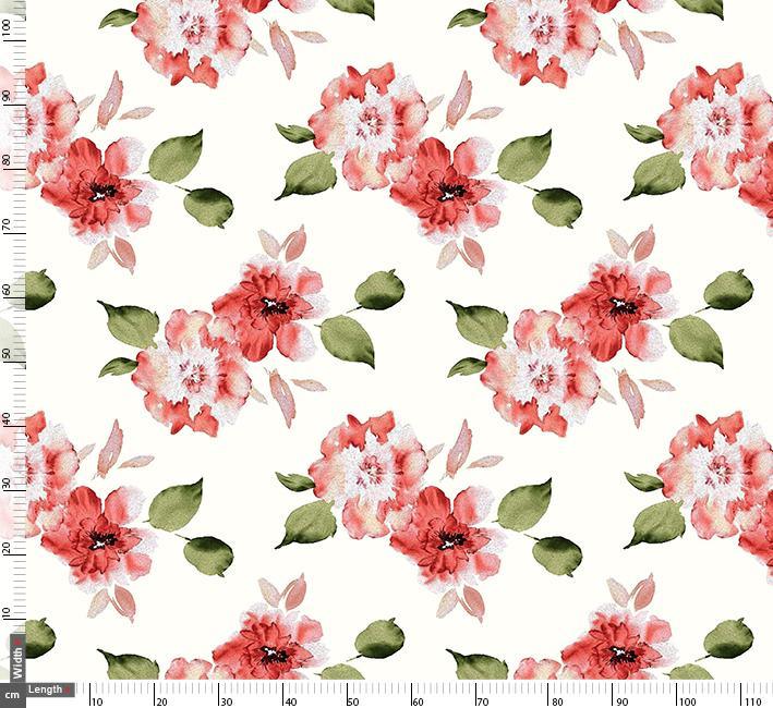 Red Flower Repeat Digital Printed Fabric - Image 3
