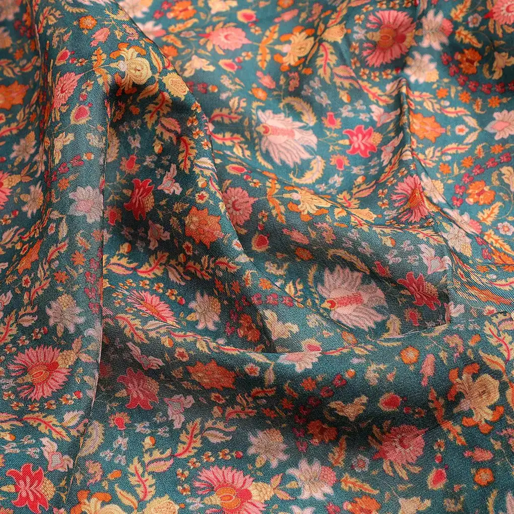 Red Kalamkari Pure Muslin Printed Fabric Material - Image 3