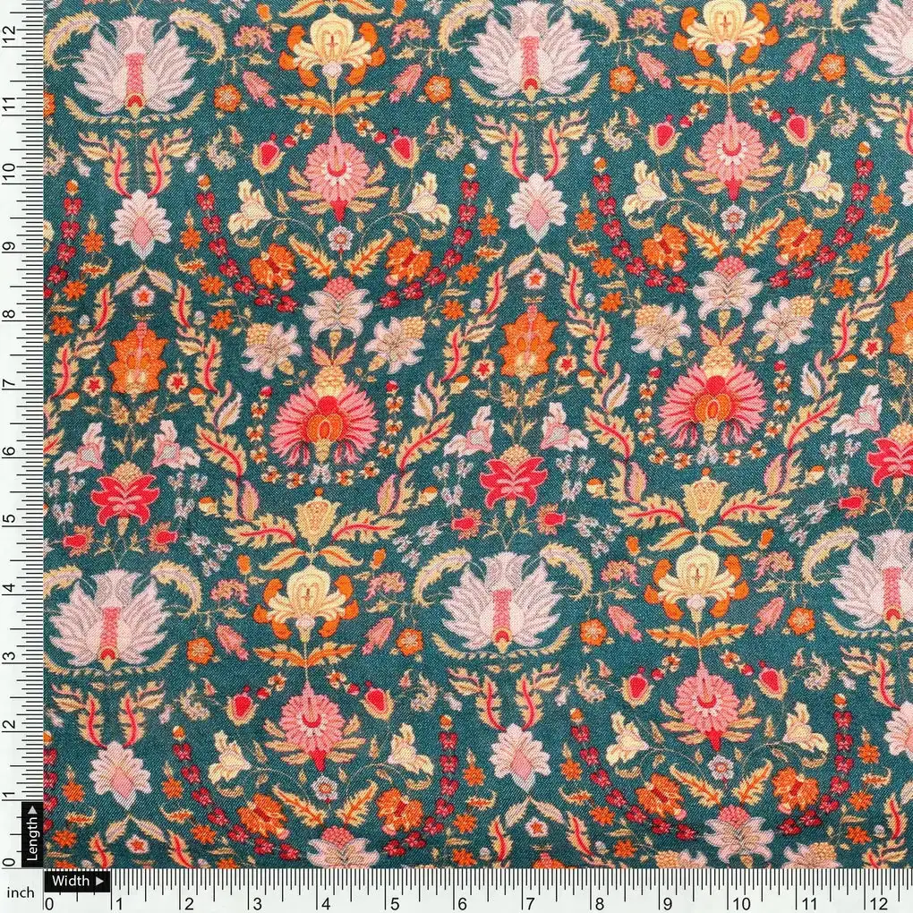 Red Kalamkari Pure Muslin Printed Fabric Material - Image 4