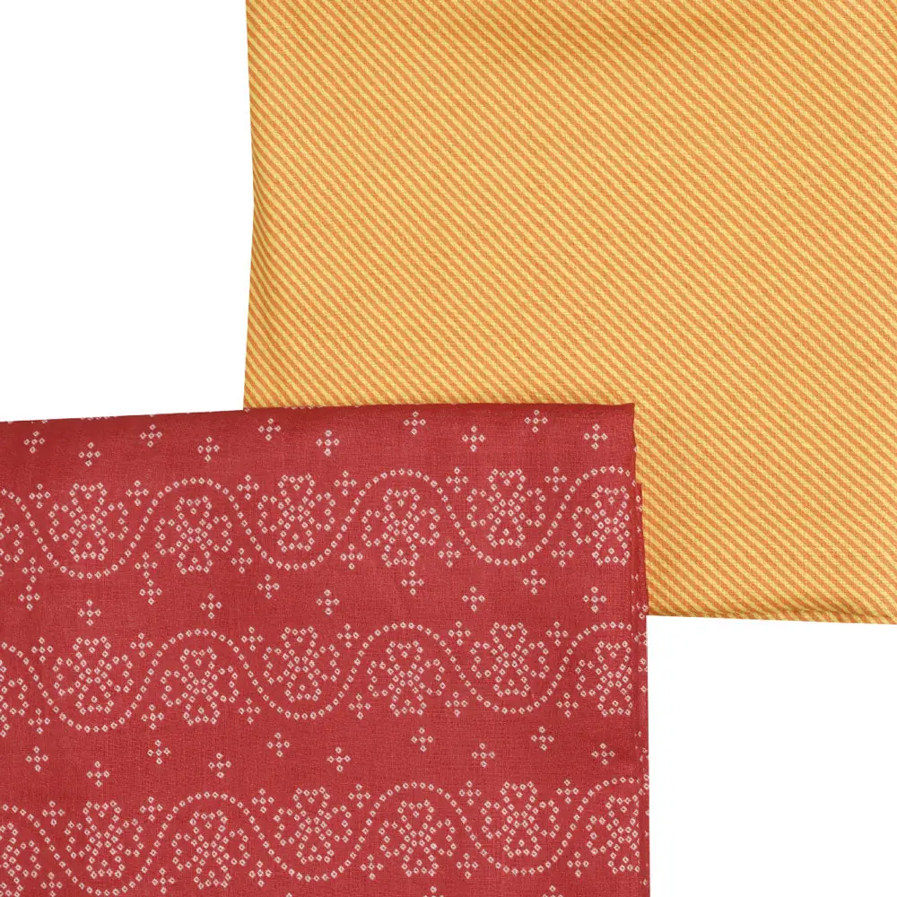 Red Linen Printed Unstitched Fabric Set (5 Meter Set) - Image 3